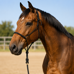 Harnais de cheval en corde noire de qualité supérieure |   Équipement d'entraînement équestre réglable, léger et durable pour le travail au sol des chevaux, usage quotidien - Product Image 4