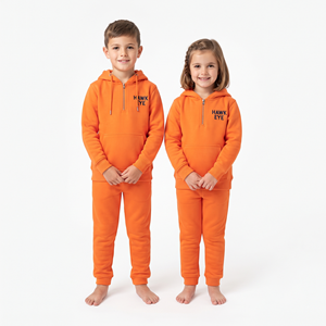 Conjunto Deportivo de Otoño-Primavera para Niños, Sudadera con Media Cremallera y Pantalones Jogger Color Naranja Sólido, Conjunto Casual de Dos Piezas con Capucha - Product Image 5