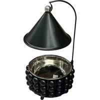 Plat à réchaud suspendu en acier inoxydable émaillé noir, durable, diamètre 33 cm, avec couvercle, chauffe-plats de buffet, support de service