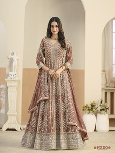 Dhwaja Export Faux Georgette Semi Stitched Anarkali Suit With Embroidery Work - Product Image 2