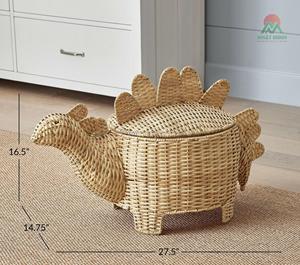 New Design Rattan Storage <b>Basket</b> Dinosaur Shaped Home Decorations for Kids for Nursery Room Decoration - Product Image 4