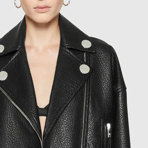 Women's Custom Made Breathable Quilted Genuine Leather Crop Jacket Winter Use High Quality Leather Jackets - Product Image 6