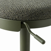 Tabouret de bar moderne en métal vert olive, pivotant, réglable en hauteur, avec siège en tissu texturé pour la maison