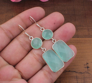 Natural Aqua Blue Chalcedony <b>Earring</b> Sterling <b>Silver</b> Luxury Water Drop <b>Earrings</b> Women <b>Wedding</b> Fine Jewelry Gift - Product Image 3