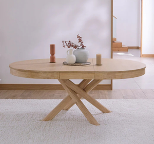 Moderno Juego de Comedor Ovalado de 8 Piezas de Madera de Teca Sólida con Sillas Tapizadas y Base Cruzada para Comedor, Hogar, Villa u Hotel - Product Image 3