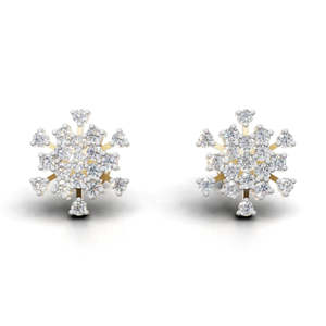Snowflake Diamond Stud <b>Earrings</b> 18K Solid Gold Round Brilliant Cut Claw Setting Women's Classic <b>Fine</b> Jewelry - Product Image 1