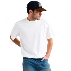 T-shirt en coton blanc à manches courtes et col rond pour homme, coupe classique, décontracté, couleur unie, tricot jersey, design uni teint - Product Image 1