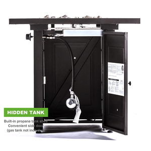 Tavolo con Braciere a Propano da 28 Pollici, 50000 BTU, Braciere Quadrato per Esterni con Coperchio e Pietre Laviche, Certificato ETL - Product Image 4