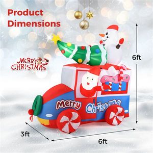 6ft IP44 Waterproof Santa <b>Car</b> <b>Inflatable</b> Quick Self-Inflation 5 LED Lights Festive Outdoor Holiday Yard Decorations - Product Image 5