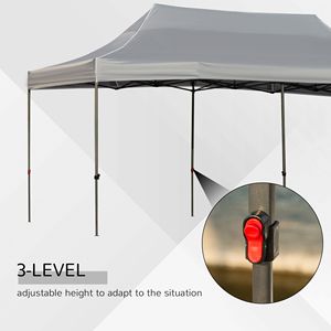 Tendone Istantaneo Pop-up 3x6m con Pareti Laterali e Porte, Borsa con Ruote per il Trasporto, Altezza Regolabile per Feste - Product Image 4