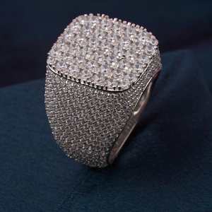 Moissanite Round Diamond <b>Mens</b> <b>Pinky</b> Band <b>Ring</b> 925 Sterling Silver Fine Hip Hop Jewelry For Engagement Party Gift For Friends - Product Image 5