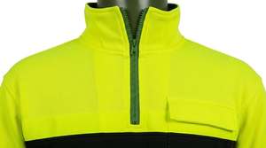 Sudadera de Trabajo de Alta Visibilidad para Hombre, Amarillo y Negro, con Media Cremallera, Estilo Bomber, Reflectante y de Seguridad - Product Image 4