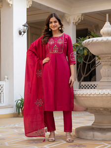 Trendy Designer Pure Viscose Magno <b>Silk</b> <b>Fabric</b> Traditional Salwar Kameez Women Casual Ethnic Graduation Wear All Seasons - Product Image 3