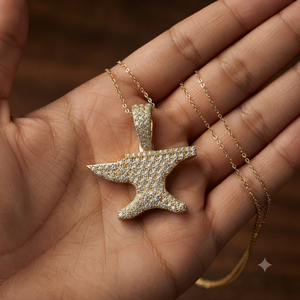 Colgante geométrico de moda único, chapado en oro de 10K, con diamante natural, estilo herramienta de joyería fina Old Smith's ANVIL, personalizado, con efecto helado, estilo Hip Hop - Product Image 4