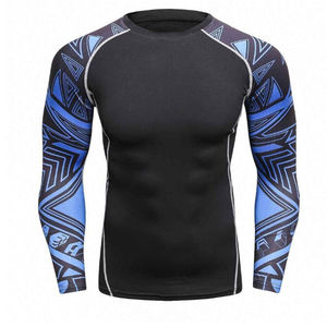 Maillot de bain Rash Guard pour homme à manches courtes, extensible, séchage rapide, noir avec manches sublimées - Product Image 1