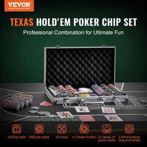 Juego completo de póquer de 300 piezas, tarjetas de fichas de Casino de 11,5 gramos, dados para Texas Hold'em Blackjack, juego, estuche de transporte de aluminio - Product Image 2