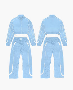 High Quality Women Winter Casual Jogger Set Neon <b>Black</b> Grey Two Piece <b>Windbreaker</b> Tracksuit Customized 100% Nylon Breathable - Product Image 5