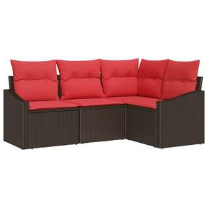 Juego de muebles de patio de ratán sintético marrón de 4 piezas con cojines, juego de sofás - Product Image 2