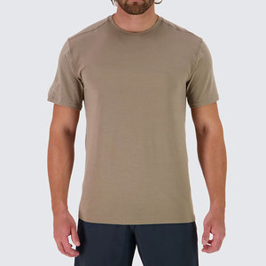T-shirt personnalisé à manches courtes avec empiècements tissés pour homme, col boutonné tricoté, léger, anti-boulochage, col rond, vente en gros - Product Image 4
