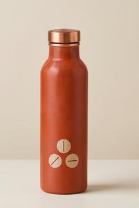 Botella de Agua de Cobre Pintada con Esmalte Ayurvédico Premium, Diseño Artístico de Círculos Geométricos, Botella Deportiva Metálica a Prueba de Fugas - Product Image 2