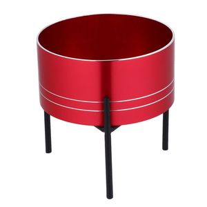 Maceta Moderna de Metal Rojo de Lujo con Soporte Negro, Macetas Metálicas Decorativas para Interiores al por Mayor, Macetas para Decoración del Hogar - Product Image 1