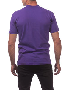 T-shirt pour homme à manches courtes et col en V en coton biologique, couleur violette, prix de gros avec logo personnalisé - Product Image 2