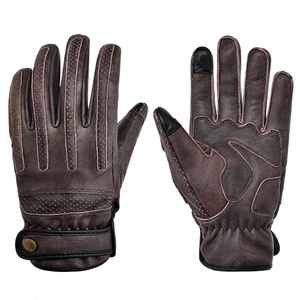 Guantes de Carreras de Cuero con Dedos Completos y Compatibilidad con Pantalla Táctil, Guantes Unisex para Motociclismo al Aire Libre con Cierre de Botón, Color Marrón - Product Image 5