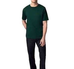 T-shirt de fitness vert pour homme, mélange coton et polyester, coupe décontractée, séchage rapide, jersey doux, manches courtes, col côtelé, tee-shirt de sport - Product Image 3