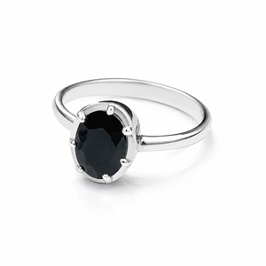 Bague en saphir bleu naturel en argent sterling 925 avec placage rhodium et sertissage à griffes pour mariage et anniversaire - Product Image 4