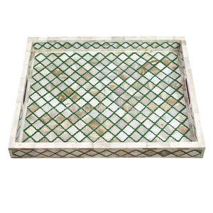 Ensemble de trois plateaux de service rectangulaires en bois et perles pour table à manger, pour servir les aliments et les boissons, articles pour la maison et les hôtels - Product Image 5