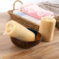 Éponge de luffa à coupe douce pour la douche, gommage corporel écologique, éponges de luffa à main, vente en gros, logo personnalisé disponible