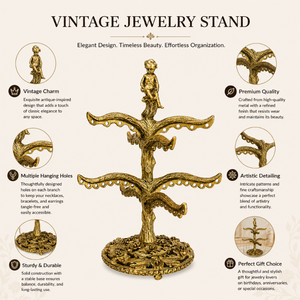 Vintage Brass Jewelry <b>Tree</b> <b>Stand</b> Earring Necklace Organizer Decorative Display Holder for Vanity Storage Home Decor and Gifts - Product Image 5