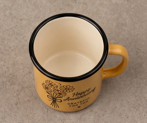 Daisy Bouquet Print Iron Enamel <b>Mug</b> Romantic Celebration Quote <b>Yellow</b> Metal Coffee Cup Factory Direct Wholesale Partner Market - Product Image 4