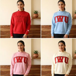 Women's Green Crew Neck <b>Sweatshirt</b> With <b>White</b> LCSDM Letter Print Regular Fit Full Sleeve Knitted Cotton Autumn Wear - Product Image 6