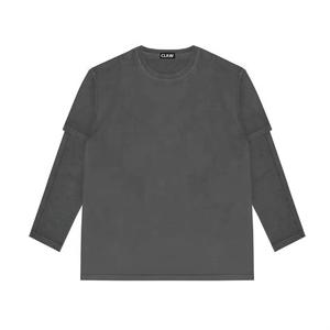 T-shirt Homme à Manches Longues Double Couche en Tissu Gaufré Lourd et Surdimensionné, Impression Personnalisée, Logo Personnalisé, Mélange de Coton Doux Tri-Blend - Product Image 4