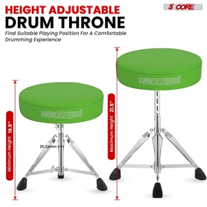 5 Core Drum Throne 3" Thick <b>Padded</b> Memory Foam Comfortable Drummer <b>Stool</b> 200Lb Capacity Adjustable - Product Image 5