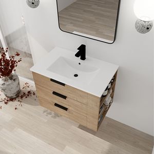 Lavandino da bagno a parete da 30 pollici con cassetto Soft-Close per lavello e Shelf-G-BVB01430IMO-GRB3020MOWH laterali - Product Image 6