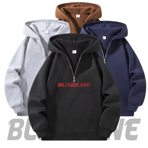 Custom Bloodline logo Unisex Oversized Half Zip Hoodie with Breathable Cotton Casual Travel Pullover hoodies - Product Image 6