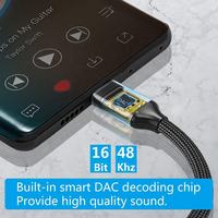 Premium Schwarz Nylon Geflochtenes USB-C auf 3,5mm Audio Aux Kopfhörer Dongle Kabel Adapter für iPhone 17 16 15 Samsung S26 S25