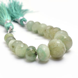 Perles vertes en forme de rondelle à facettes en émeraude russe naturelle 7x7mm-14x14mm brin de pierres précieuses de 4 pouces pour la fabrication de bijoux - Product Image 1