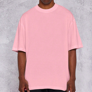Camiseta Casual para Hombre, Color Rosa, Talla Grande, Manga Corta, Algodón Suave, Corte Holgado, Cuello Redondo - Product Image 1