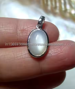 Piedra lunar Natural Plata de Ley 925 Piedra preciosa natural Colgante hecho a mano Colgante de forma ovalada Piedra natal de Junio Regalo para Navidad - Product Image 5