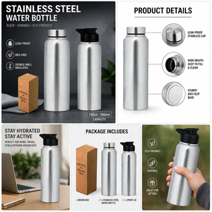 Bouteille d'eau isotherme Liviya à double paroi en acier, personnalisable avec impression, pour boissons chaudes/froides – Idéale pour Thanksgiving, Noël et les voyages - Product Image 2