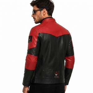 Men Leather <b>Jacket</b> Premium Leather Outerwear Comfortable Lining Durable Construction Classic Design For Casual Daily Wear Travel - Product Image 6