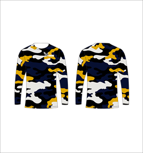 Men's Long Sleeve Camouflage T-Shirt O-Neck Quick Dry Regular Fit Casual Sport Top Printed Design Blue Yellow <b>White</b> Pattern - Product Image 1
