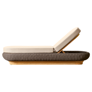 Chaise longue d'extérieur ovale de luxe Emma pour hôtel, base en rotin tressé, coussin épais, dossier réglable, pour bord de piscine et complexe hôtelier - Vente chaude - Product Image 2