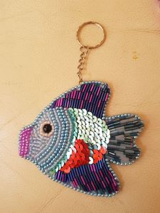 Beautiful Embroidery Beaded Eco-Friendly <b>Customized</b> Design Artisan Crafted Fashion <b>Keychain</b> - Product Image 5