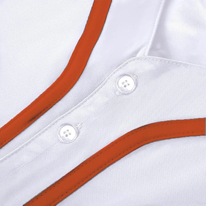 Maillot de baseball classique blanc traditionnel avec des bordures à fines rayures rouges unisexes, haut de performance pour activités sportives - Product Image 3