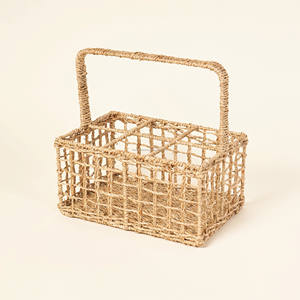 Adorable Organizador de Jacinto de Agua con Asa, el Más Vendido, Porta Utensilios de Mimbre de Jacinto Lavado en Blanco para Cocina - Product Image 5