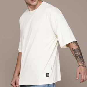 T-shirt blanc à manches courtes pour homme, col rond, coupe classique, décontracté, 100% coton jersey tricoté, couleur unie - Product Image 2